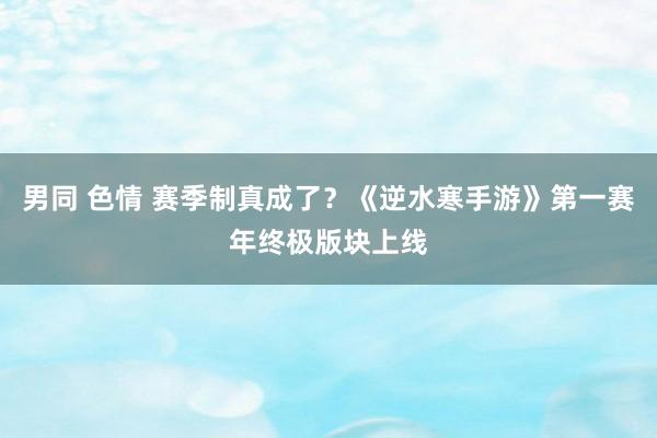 男同 色情 赛季制真成了？《逆水寒手游》第一赛年终极版块上线