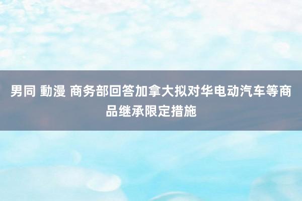 男同 動漫 商务部回答加拿大拟对华电动汽车等商品继承限定措施