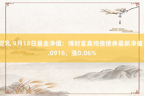 巨乳 9月18日基金净值：博时富嘉纯债债券最新净值1.0916，涨0.06%