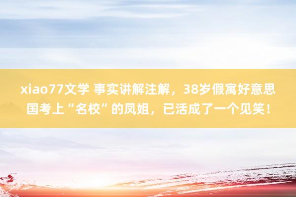 xiao77文学 事实讲解注解，38岁假寓好意思国考上“名校”的凤姐，已活成了一个见笑！