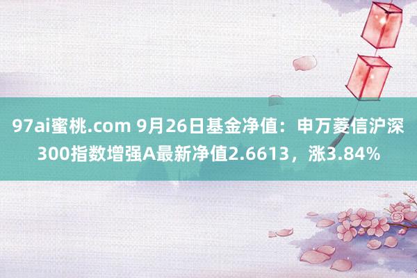 97ai蜜桃.com 9月26日基金净值：申万菱信沪深300指数增强A最新净值2.6613，涨3.84%