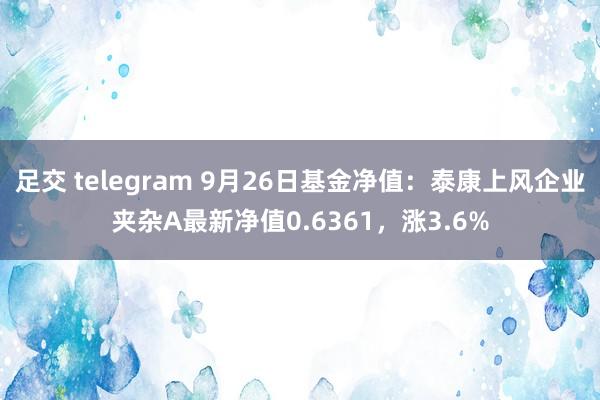 足交 telegram 9月26日基金净值：泰康上风企业夹杂A最新净值0.6361，涨3.6%