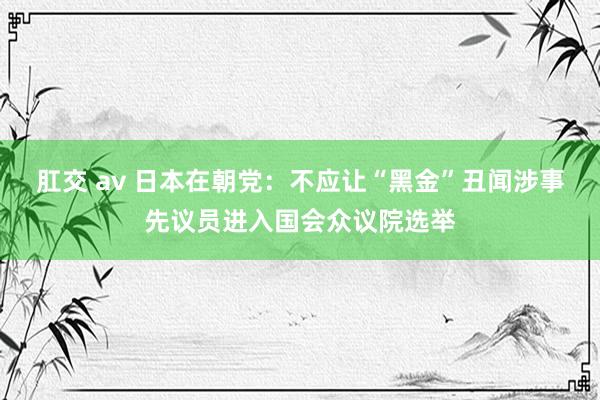 肛交 av 日本在朝党：不应让“黑金”丑闻涉事先议员进入国会众议院选举