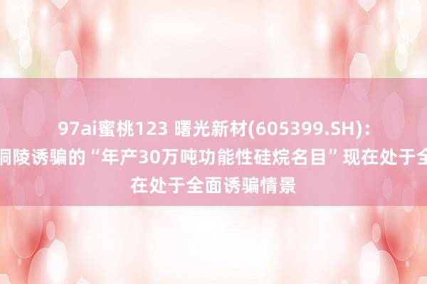 97ai蜜桃123 曙光新材(605399.SH)：公司在安徽铜陵诱骗的“年产30万吨功能性硅烷名目”现在处于全面诱骗情景