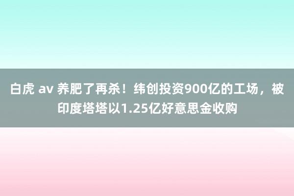 白虎 av 养肥了再杀！纬创投资900亿的工场，被印度塔塔以1.25亿好意思金收购