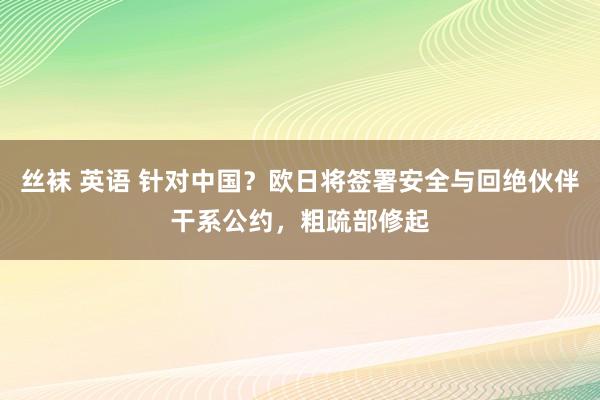 丝袜 英语 针对中国？欧日将签署安全与回绝伙伴干系公约，粗疏部修起