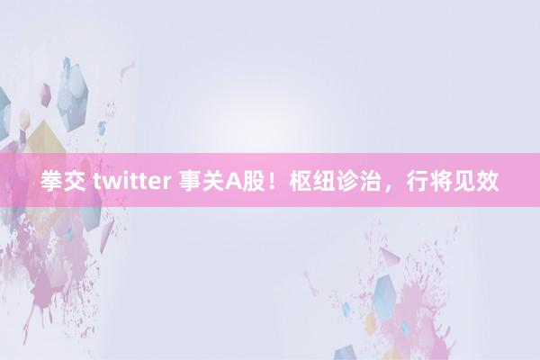 拳交 twitter 事关A股！枢纽诊治，行将见效