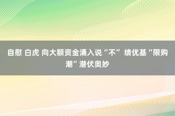 自慰 白虎 向大额资金涌入说“不” 绩优基“限购潮”潜伏奥妙