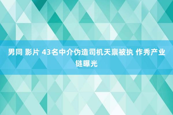 男同 影片 43名中介伪造司机天禀被执 作秀产业链曝光