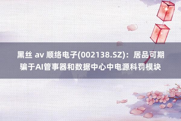 黑丝 av 顺络电子(002138.SZ)：居品可期骗于AI管事器和数据中心中电源科罚模块