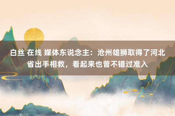 白丝 在线 媒体东说念主：沧州雄狮取得了河北省出手相救，看起来也曾不错过准入