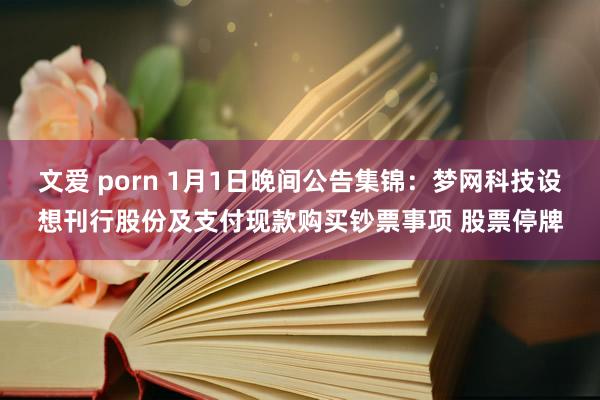 文爱 porn 1月1日晚间公告集锦：梦网科技设想刊行股份及支付现款购买钞票事项 股票停牌