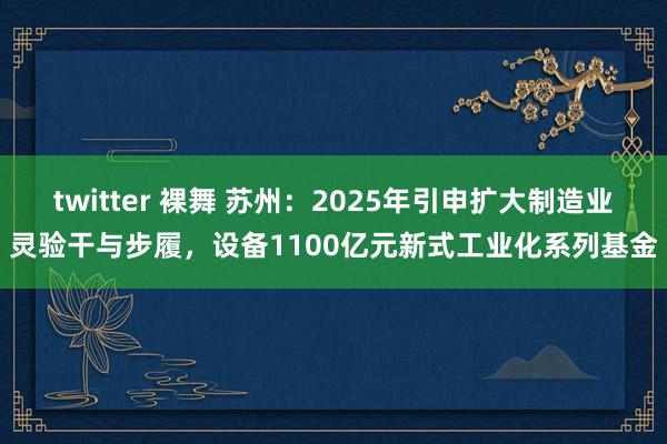 twitter 裸舞 苏州：2025年引申扩大制造业灵验干与步履，设备1100亿元新式工业化系列基金