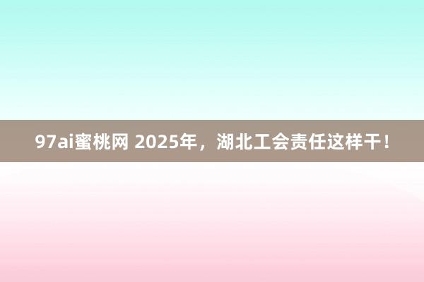 97ai蜜桃网 2025年，湖北工会责任这样干！